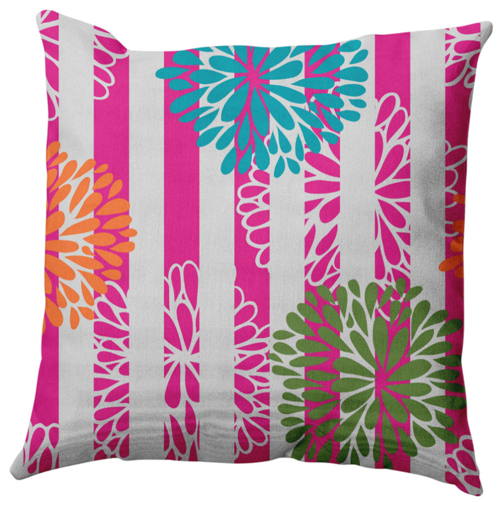 Flower Bursts Decorative Throw Pillow, Orange, 26"x26"