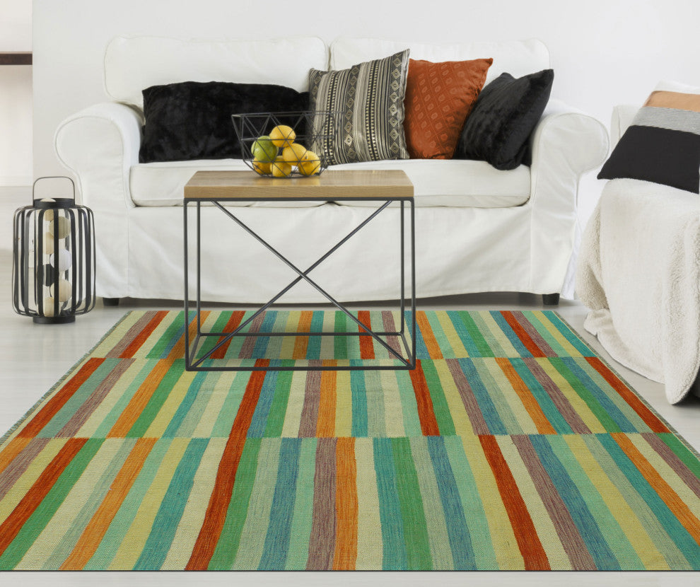 Winchester Kilim Mannan Orange/Beige Rug, 5'7x7'7