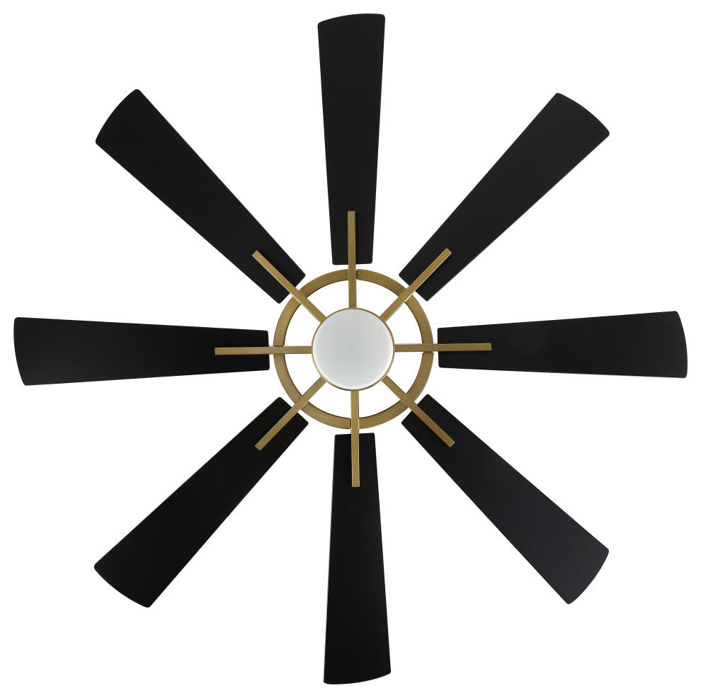 60" Reversible 8-Blade LED Ceiling Fan With Remote and Light, Gold/Black