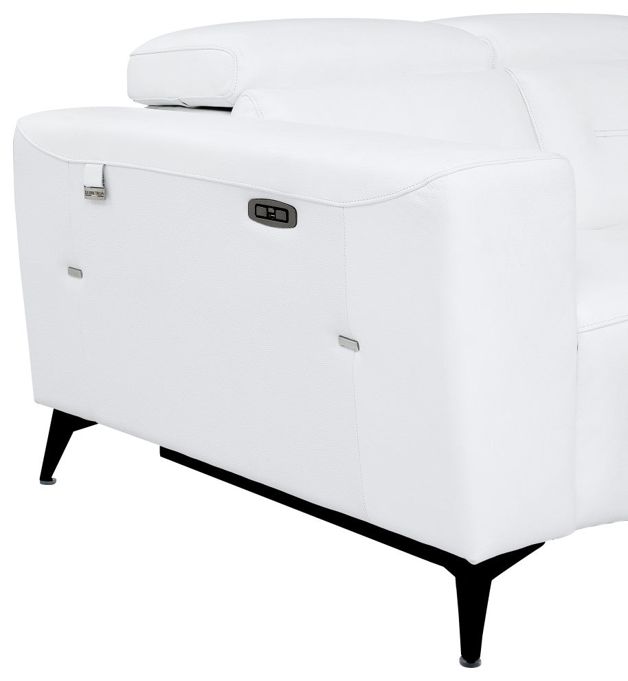 Arezzo Genuine Italian Leather Modern Sofa, White