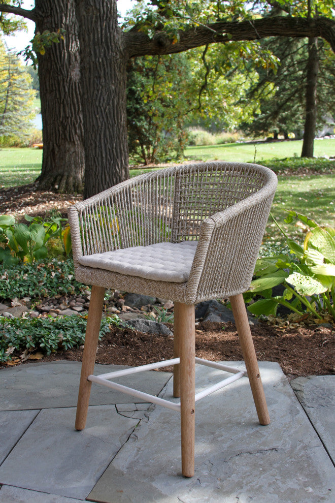 5-Piece Ivory Composite and Wheat Rope Counter Height Set