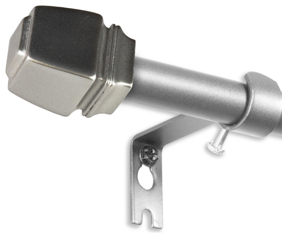 Nona 5/8" Curtain Rod, Satin Nickel, 48-84"