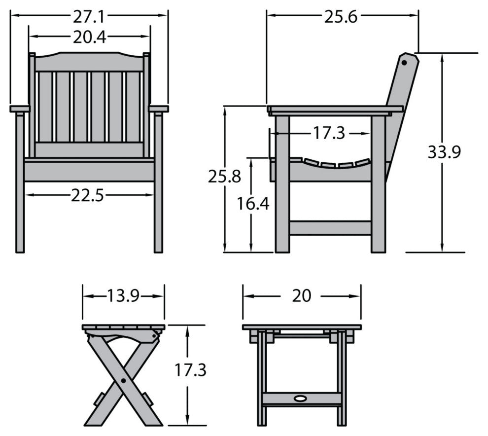 Lehigh 3-Piece Garden Set, White