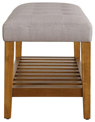 Fabric Bench, Light Gray and Oak