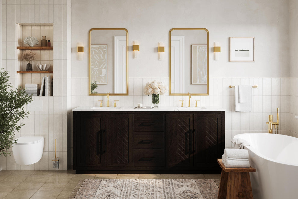 Home Living 84" Double Bathroom Vanity, Chocolate Oak