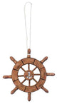 Rustic Wood Finish Decorative Ship Wheel With Anchor Christmas Tree Ornament