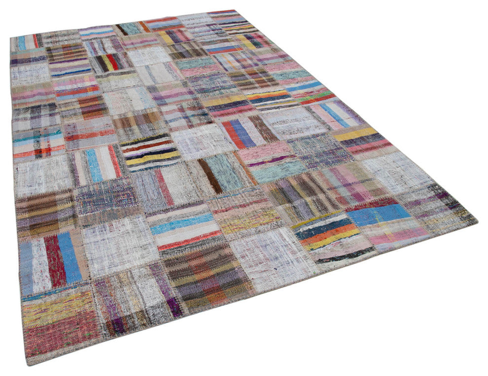 Rug N Carpet - Handmade Anatolian 6' 9'' x 9' 9'' Tribal Patchwork Kilim Rug