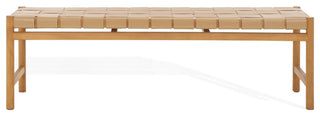 Safavieh Couture Devnie Woven Leather Bench, Tan/Natural