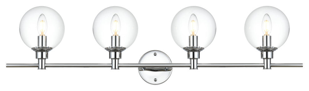 4 Light Chrome And Clear Bath Sconce
