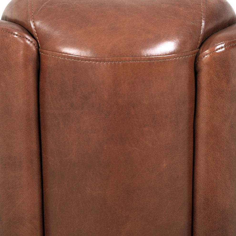 Pasargad Home Madison Top Grain Leather Upholstered Armchair, Brown