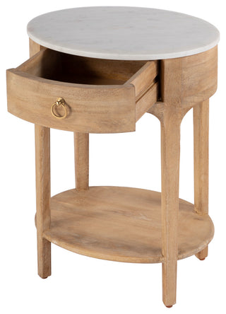 Ellen Marble Nightstand, Natural