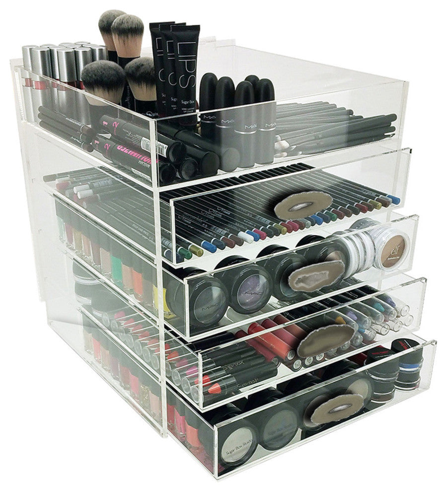 OnDisplay Ultimate Diva Cosmetic Organization Station - 12" Cube - Gold/Silver