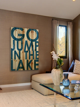 "Go Jump Blue" Print on Wood, 40x60 cm