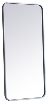 Ellis Soft Corner Metal Rectangular Mirror, Silver, 18"x36"