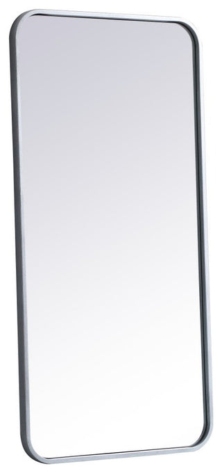 Ellis Soft Corner Metal Rectangular Mirror, Silver, 18"x36"