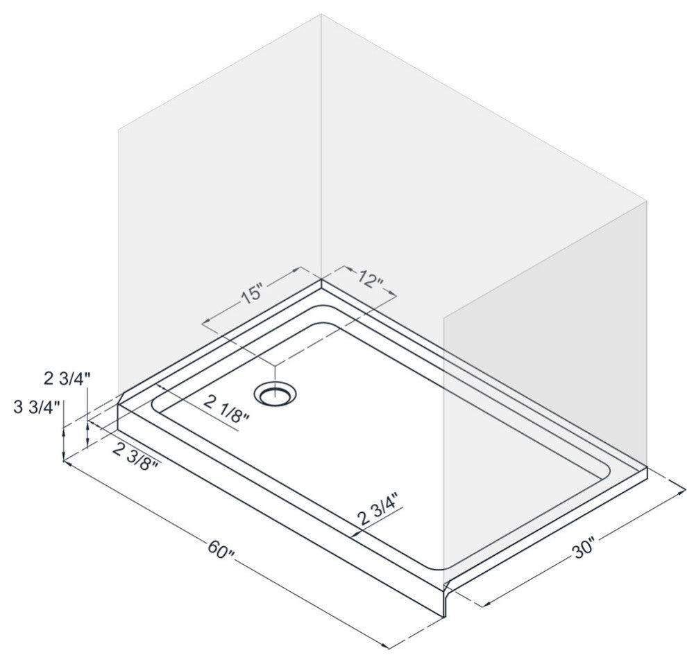 Single Threshold Shower Base, Biscuit Color, Left Hand Drain