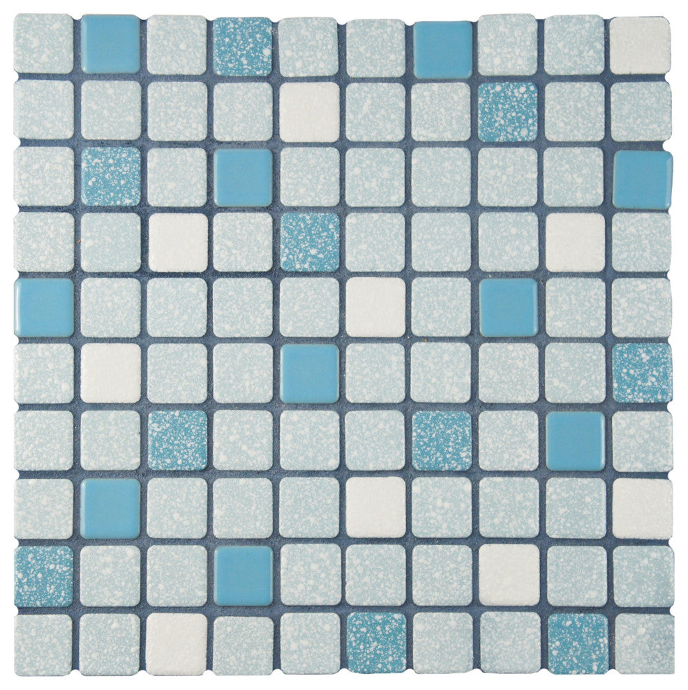 Crystalline Square Blue Porcelain Floor and Wall Tile