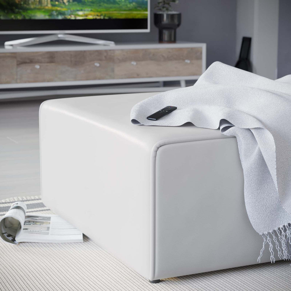 Accent Chair Ottoman, Velvet, White, Modern, Living Lounge Hotel Hospitality