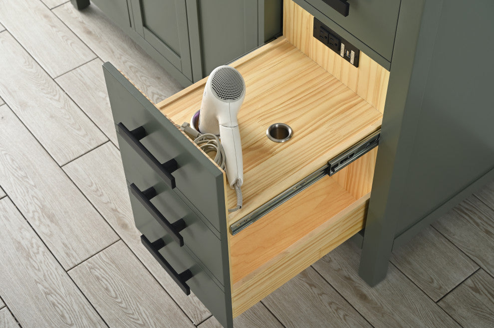 Valentino 54 in. Single Sink Bath Vanity in Verdant Green with White Quartz Top