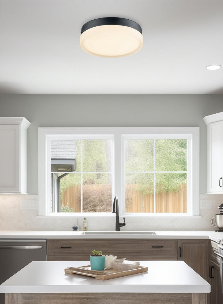 Kira Home Luna 11" Flush Mount Ceiling Light, Integrated 25W LED, Frosted Glass