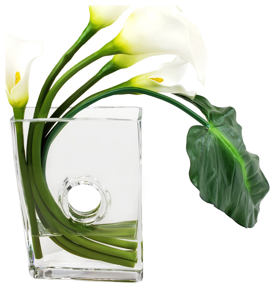 Calla Lily in 12" square vase, White