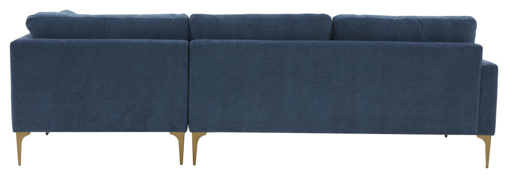 Serena Blue Velvet Right Arm Facing Chaise Sectional