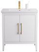 Vanity Art Bathroom Vanity With Sink, White, 30", Single Sink, Golden Brushed