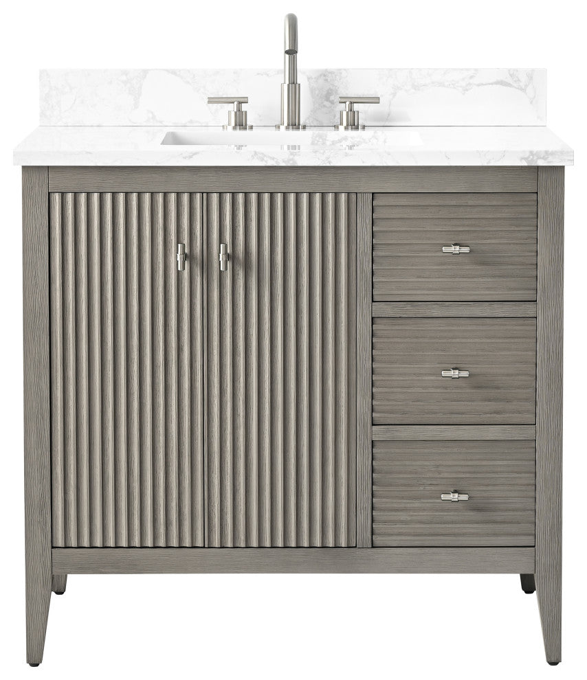 Vanity Art Freestanding Vanity, Driftwood Gray, 36", Single Sink, Brushed Nickel