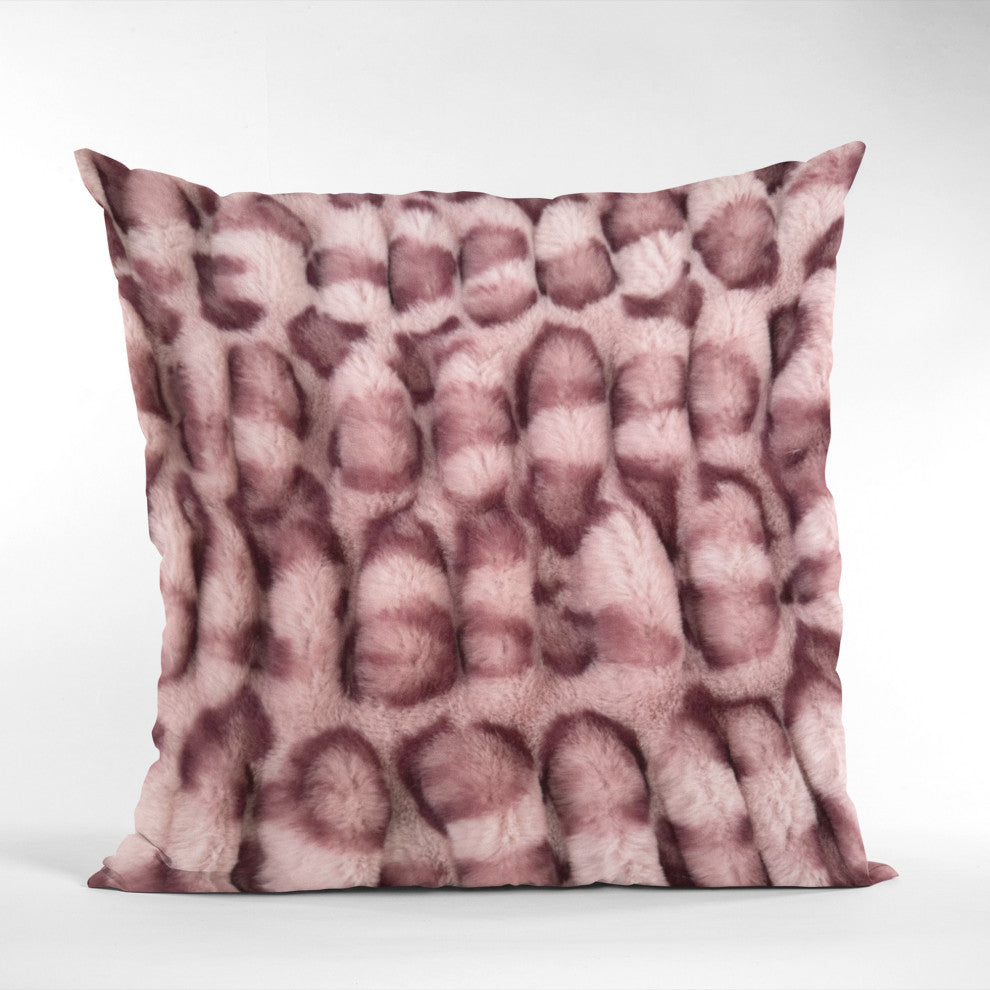 Plutus Pink Leopard Faux Fur Luxury Throw Pillow, Pink, 24" x 24"