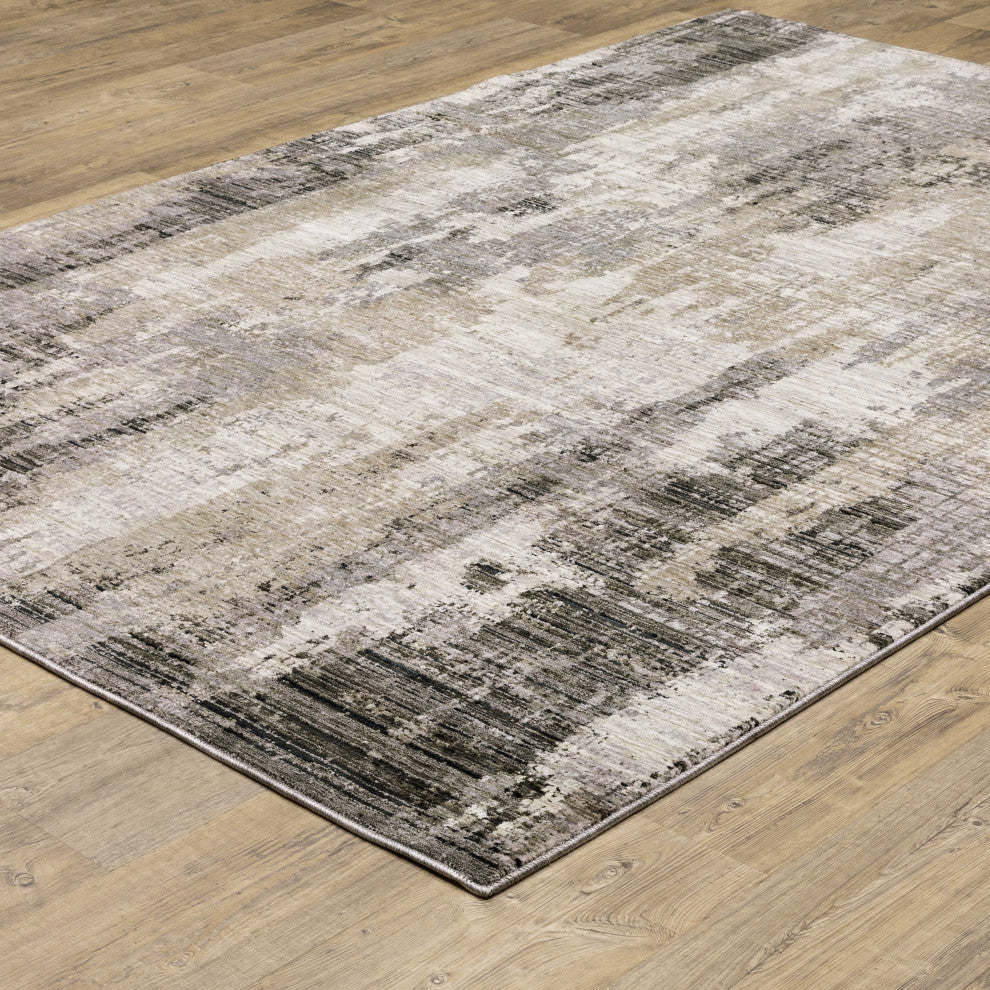 Noble Abstract Etchings Grey/ Beige Indoor Area Rug, Grey, 7'10"x10'10"