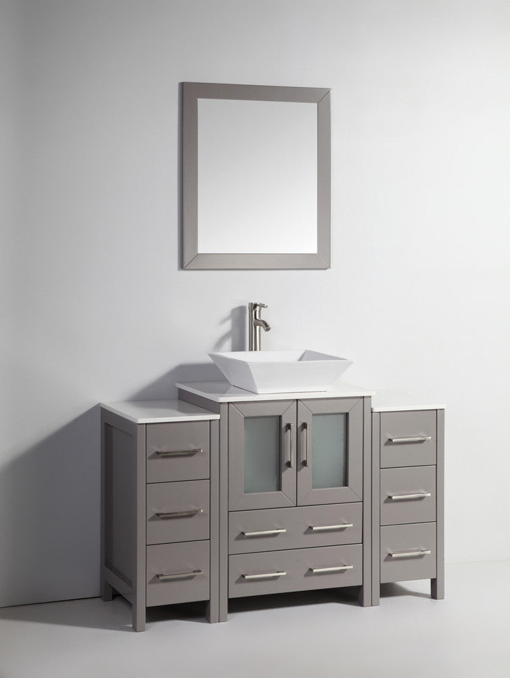 Vanity Art Bathroom Vanity Set With Sink, Gray, 48", Standard Mirror