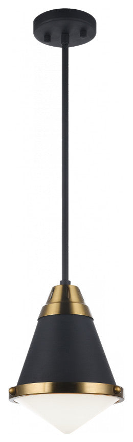 Matteo Lighting C70801MBOP One Light Pendant, Matte Black Finish