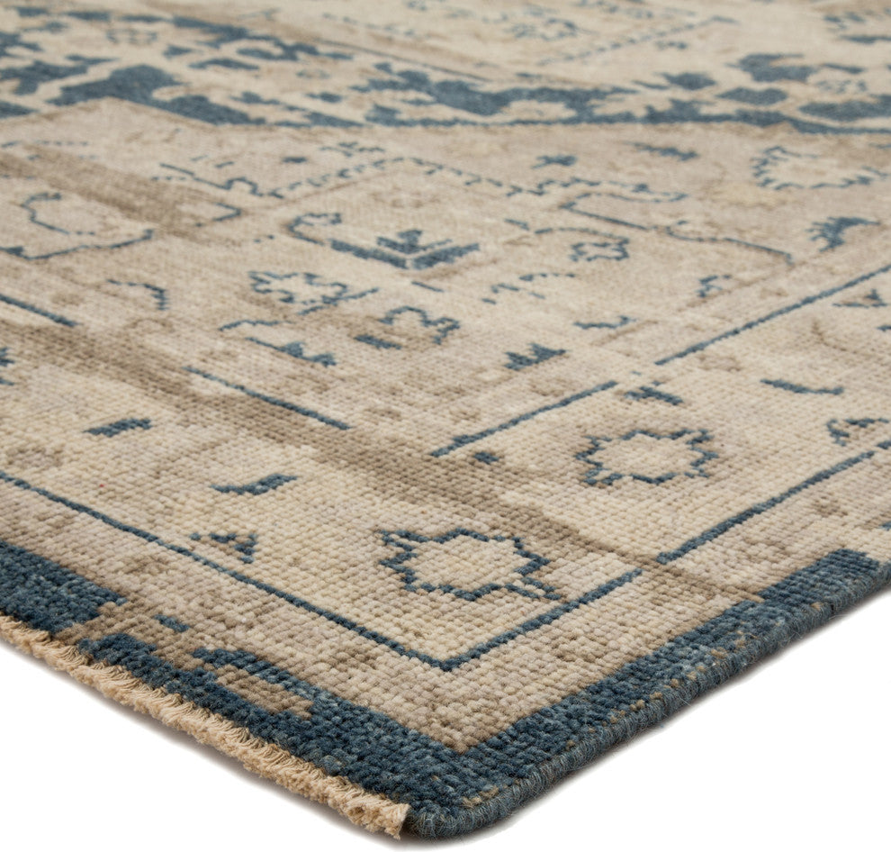 Jaipur Living Cadenza Knotted Medallion Beige/Dark Blue Area Rug, 10'x14'