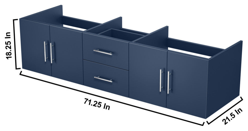 Geneva Transitional Navy Blue 72" Vanity Cabinet Only