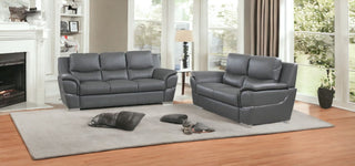 2-Piece Indoor Gray Genuine Leather Five Person Seating Set