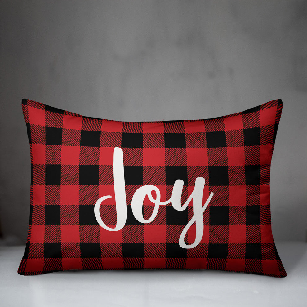 Joy, Buffalo Check Plaid 14x20 Lumbar Pillow