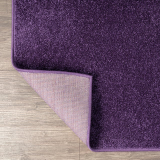 Haze Solid Low-Pile Runner Rug, Purple, 5' Square