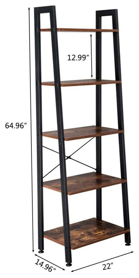 Industrial 5-Tier Bookshelf, Free Standing Plant Storage Shelf