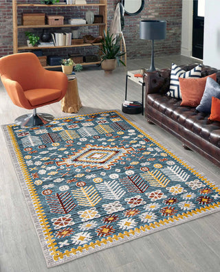 Aqua Gypsy Area Rug, Blue, 5'x7'