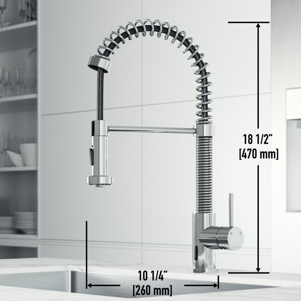 VIGO Edison 19" H Single Handle Pull-Down Sprayer Kitchen Faucet, Chrome, Touchless, Without Extras