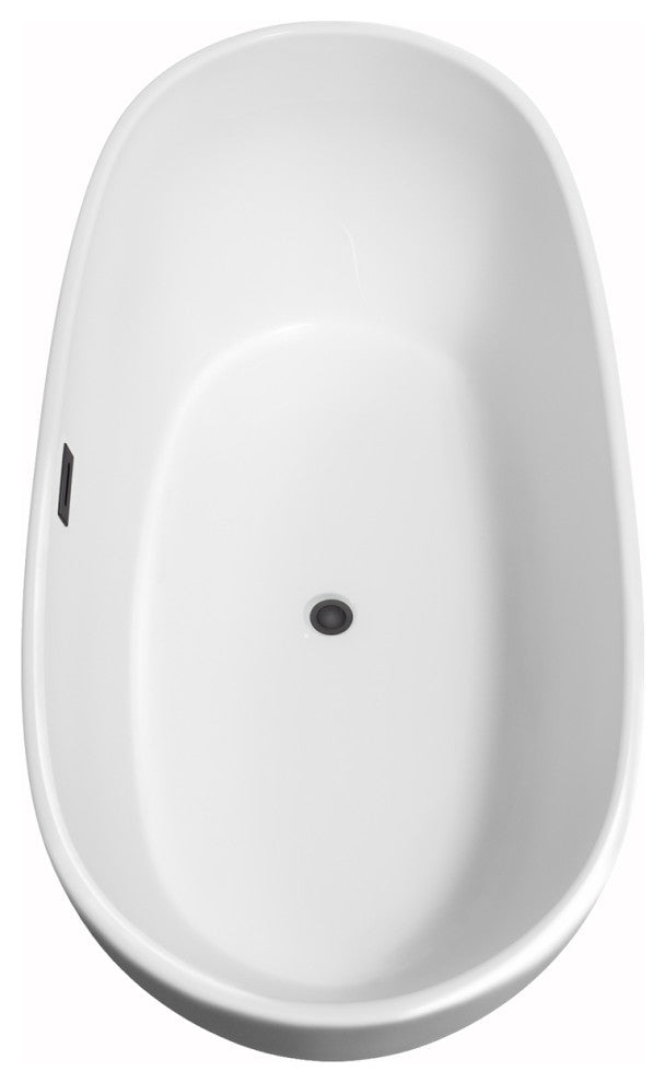 Rebecca 60" to 70" Freestanding Bathtub with options, Matte Black Trim, No Faucet