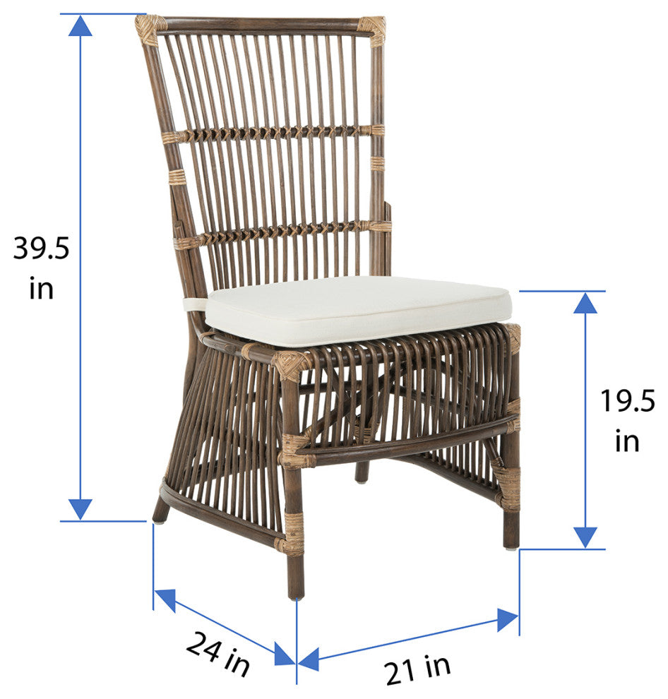 Rattan Loop Edge Dining Chair, Antique Brown, Set of 2, Side Chair