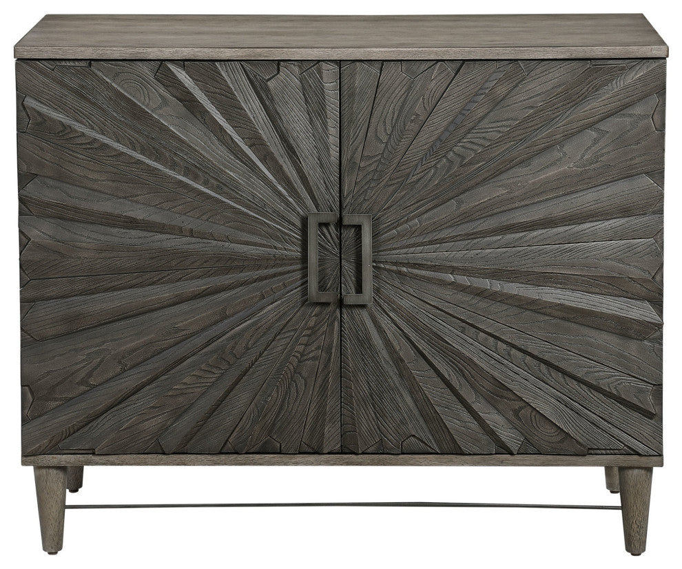 Uttermost 25085 Shield 40"W 4 Shelf Solid Wood Accent Cabinet - Ebony / Gray