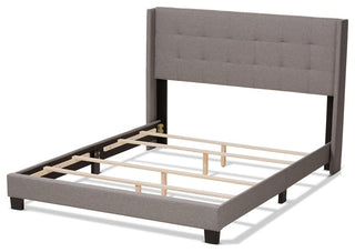 Modern Gray Fabric Upholstered Queen Size Bed