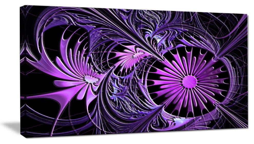 "Embossed Purple Floral Shapes" Floral Wall Art Canvas, 32"x16"
