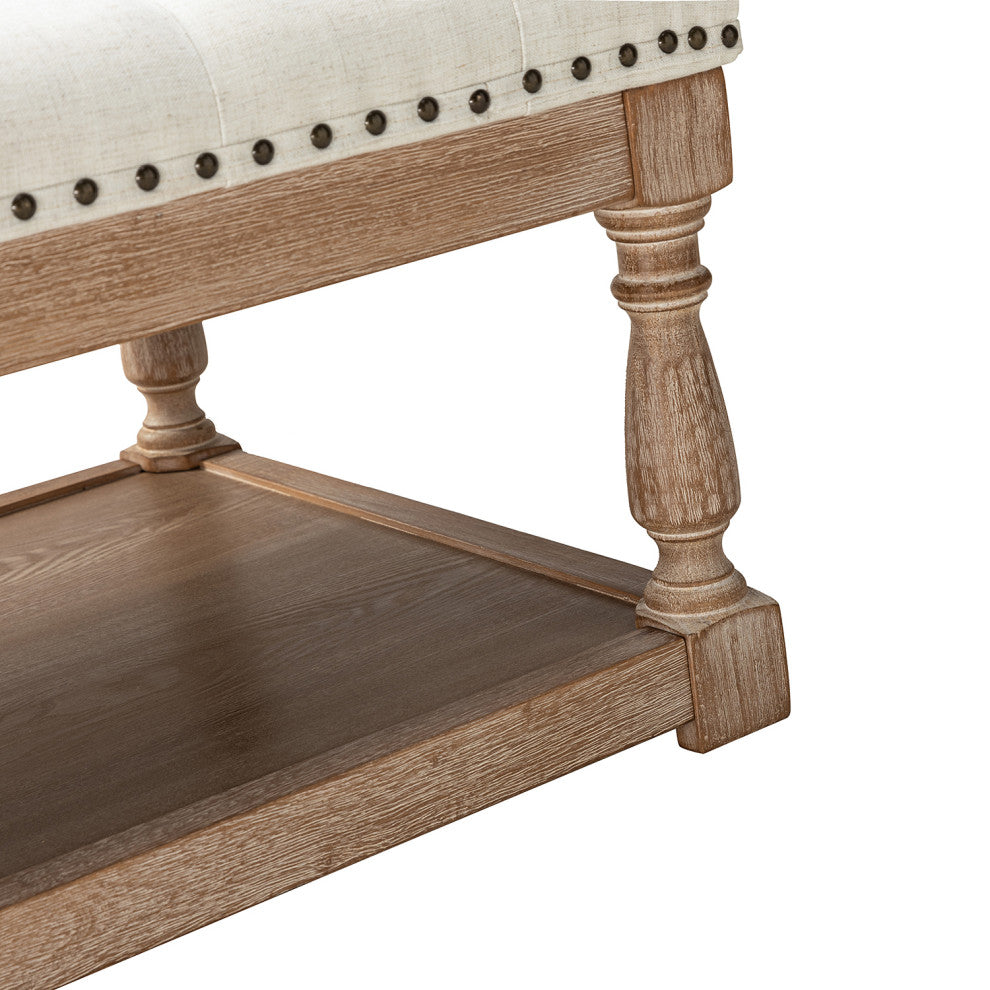 Jordan Upholstered Storage Ottoman, Ivory