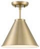 Lincoln Tapered Metal 11" Antique Brass Semi-Flush Mount Ceiling Light