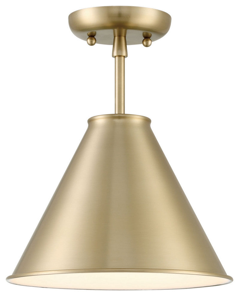 Lincoln Tapered Metal 11" Antique Brass Semi-Flush Mount Ceiling Light