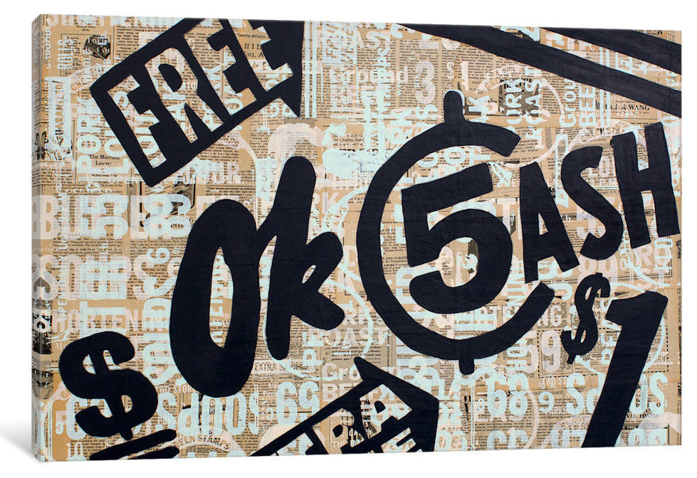 "Dollar Signs" by Kyle Mosher, 18x12x1.5