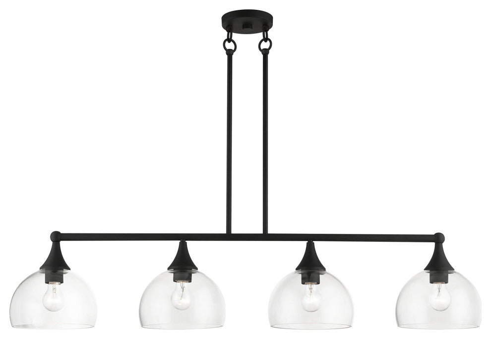4 Light Black Large Linear Chandelier